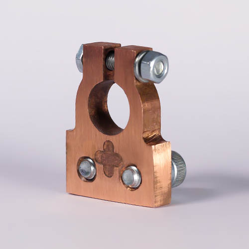 سرباتری مسی سیستمی خودرو 2 پیچ مدل تک مثبت - نمای دوم